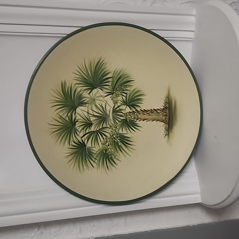Vintage. Giftcraft TROPICAL terracotta 12" wall plate The century of palm trees